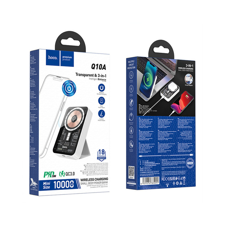 پاوربانک هوکو مدل Q10A WIRELESS PD+QC3.0 20W ظرفیت 10000 میلی آمپر ساعت
