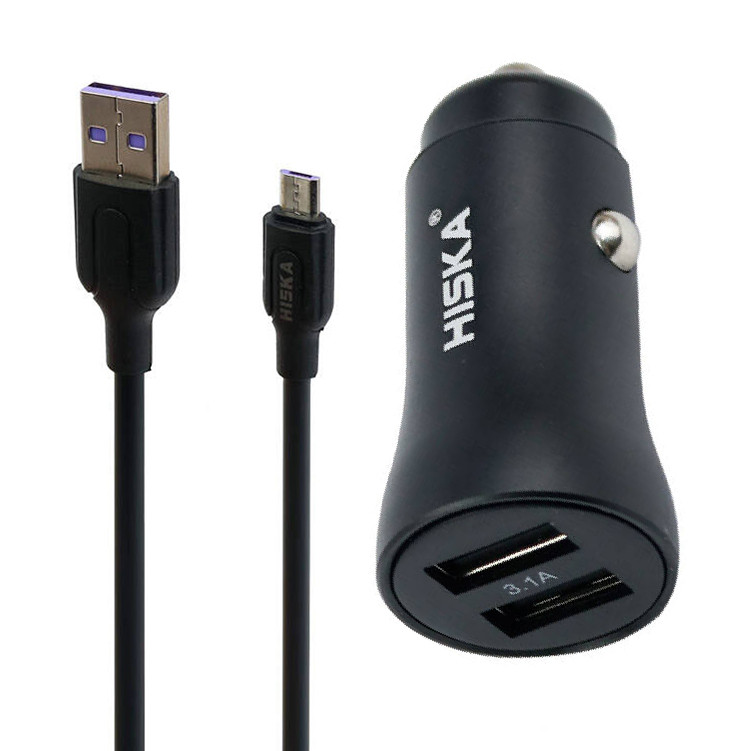 شارژر فندکی هیسکا مدل KL-C31 به همراه کابل تبدیل microUSB