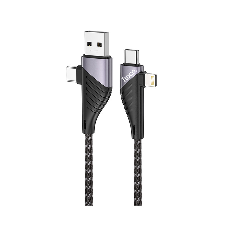 کابل تبدیل USB/USB-C به لایتنینگ / USB-C هوکو مدل U95 4IN1 60W طول 1.2 متر