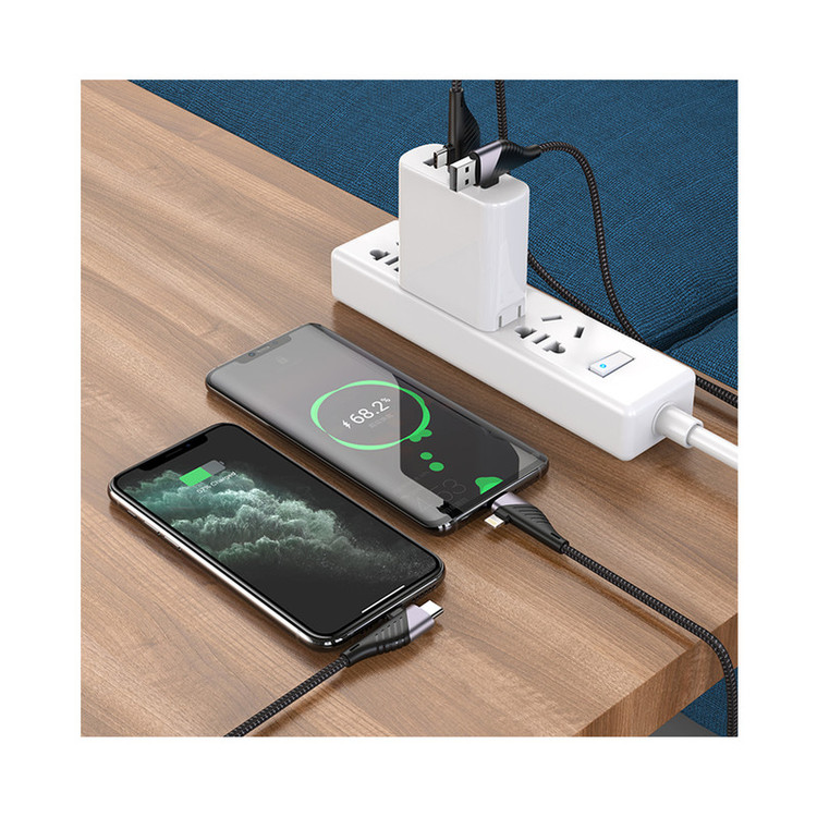 کابل تبدیل USB/USB-C به لایتنینگ / USB-C هوکو مدل U95 4IN1 60W طول 1.2 متر