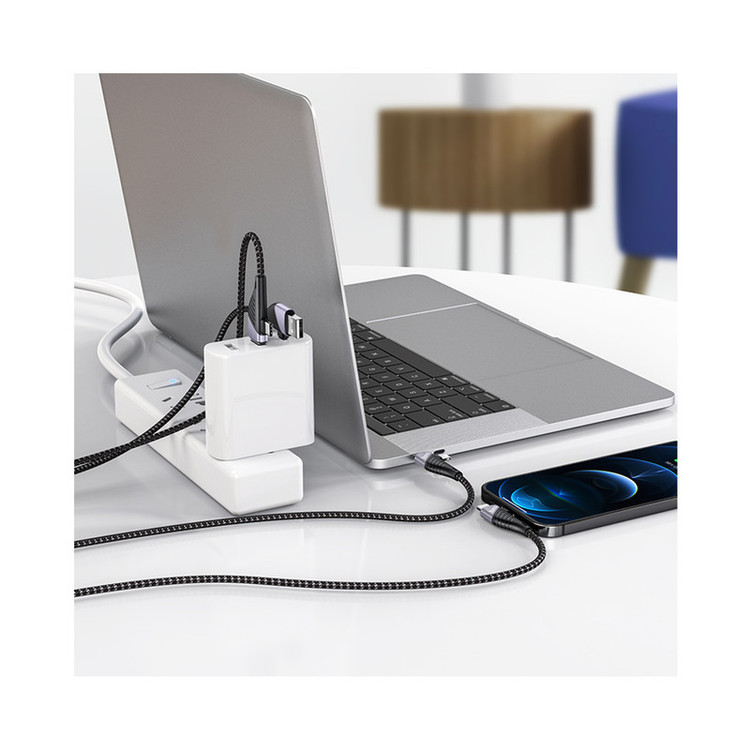کابل تبدیل USB/USB-C به لایتنینگ / USB-C هوکو مدل U95 4IN1 60W طول 1.2 متر