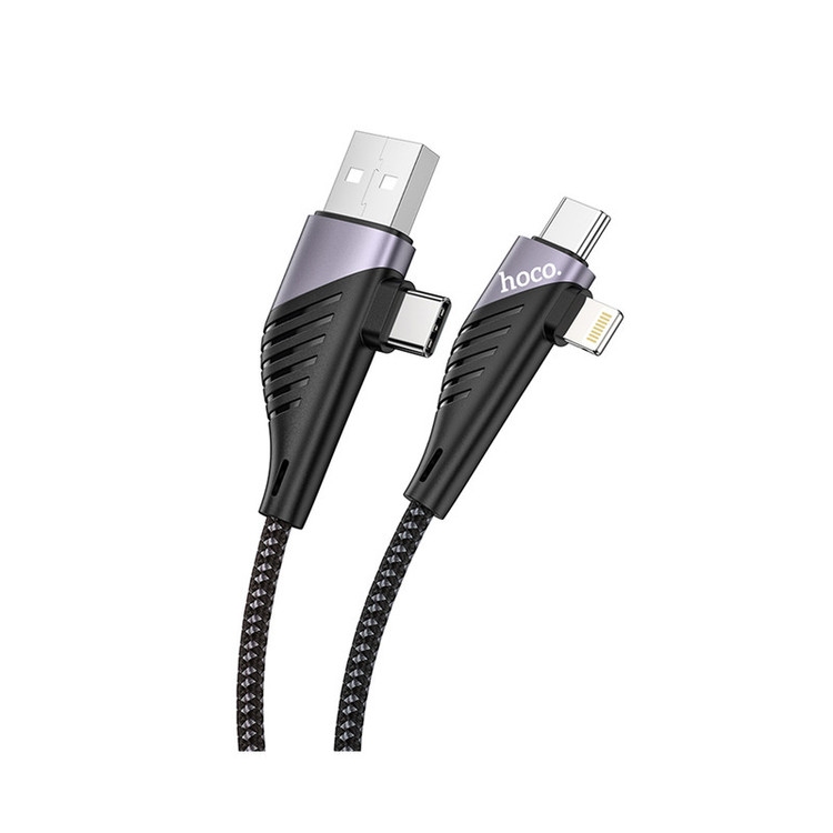کابل تبدیل USB/USB-C به لایتنینگ / USB-C هوکو مدل U95 4IN1 60W طول 1.2 متر