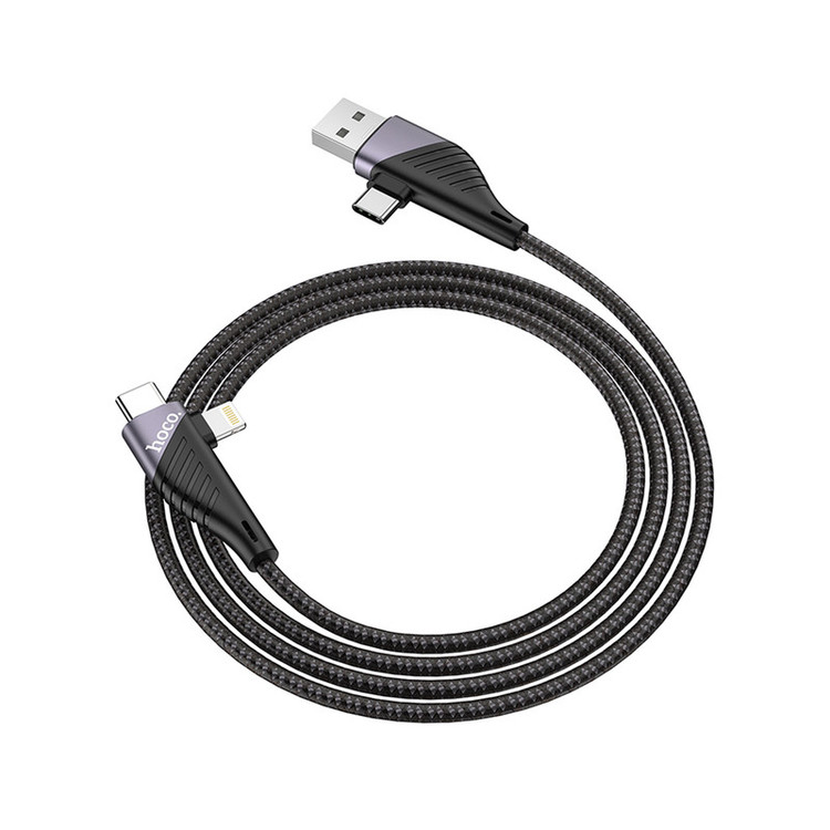 کابل تبدیل USB/USB-C به لایتنینگ / USB-C هوکو مدل U95 4IN1 60W طول 1.2 متر