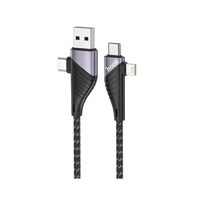 کابل تبدیل USB/USB-C به لایتنینگ / USB-C هوکو مدل U95 4IN1 60W طول 1.2 متر