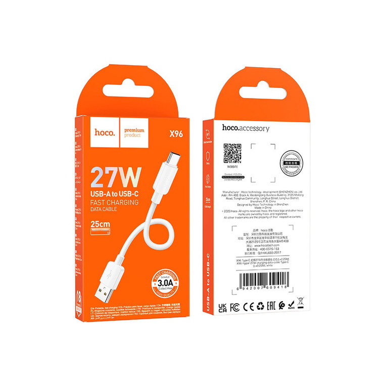 کابل تبدیل USB به USB-C هوکو مدل X96 27W طول 0.25 متر
